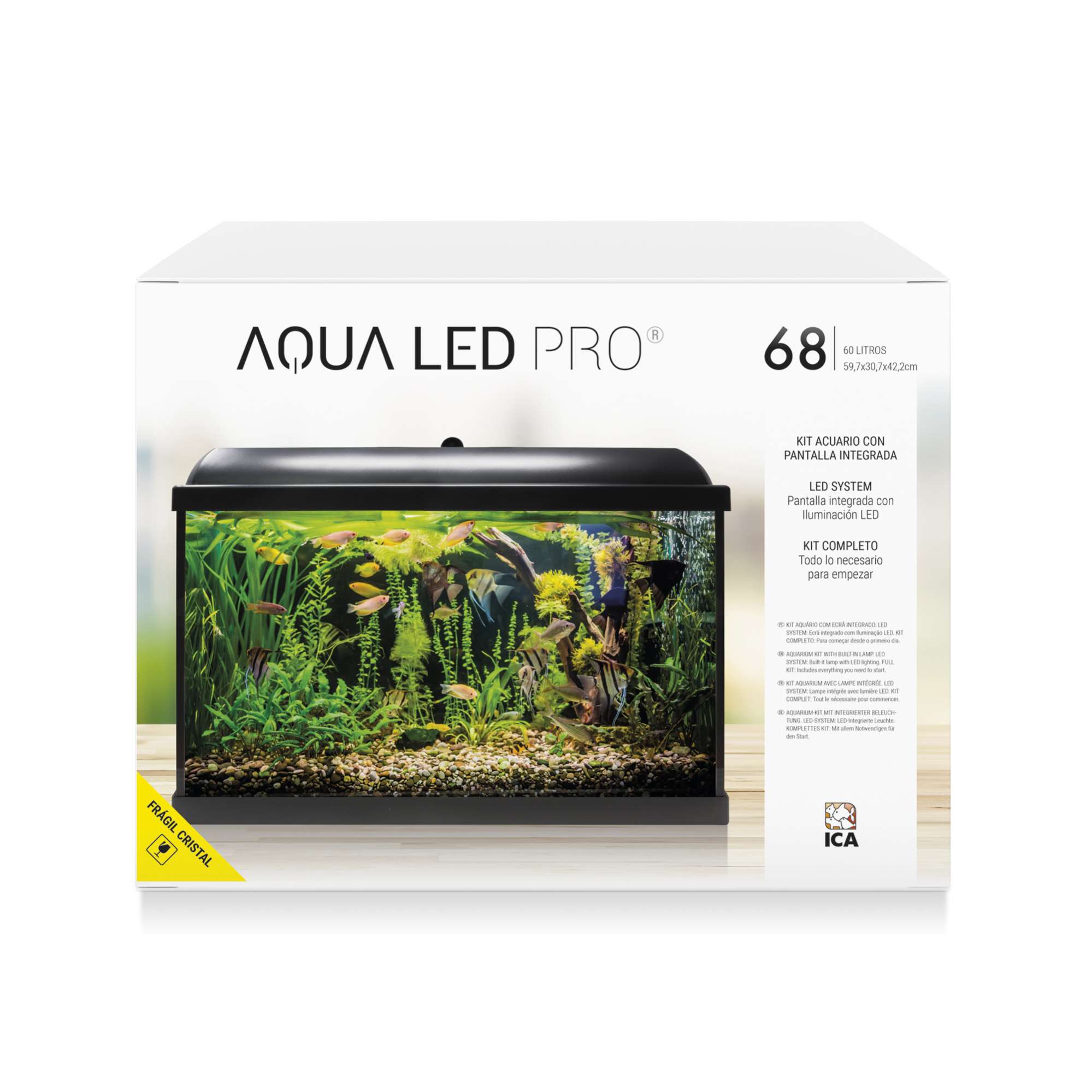 valor una taza de Tropezón Acuario ICA Kit AQUA-LED PRO NEGRO 68 con filtro interior (68 l) – Fauna  Gibert